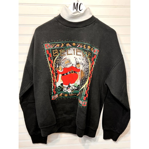 Vintage Santa Believe in Magic  Crewneck Sweatshirt XL - Picture 1 of 8
